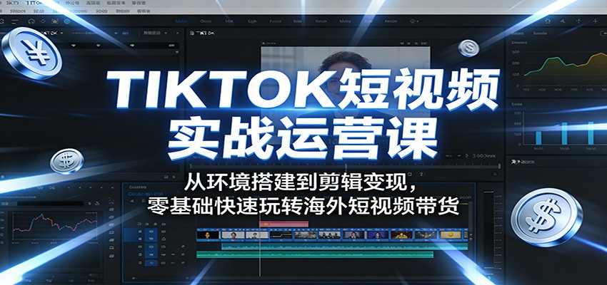 TIKTOK短视频实战运营课:从环境搭建到剪辑变现,零基础快速玩转海外短视频带货江海课源资源网-全网优质资源免费下载-实用教程素材分享平课源网