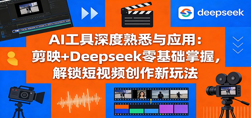 AI工具深度熟悉与应用:剪映+Deepseek零基础掌握,解锁短视频创作新玩法江海课源资源网-全网优质资源免费下载-实用教程素材分享平课源网