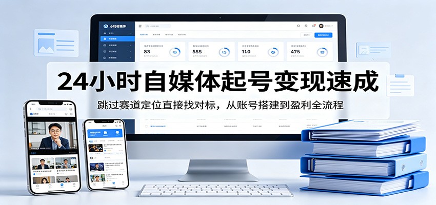 24小时自媒体起号变现速成,跳过赛道定位直接找对标,从账号搭建到盈利全流程江海课源资源网-全网优质资源免费下载-实用教程素材分享平课源网
