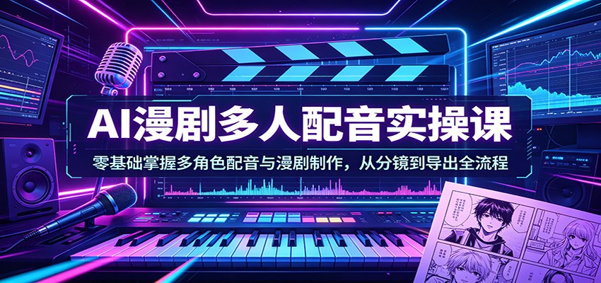 AI漫剧多人配音实操课:零基础掌握多角色配音与漫剧制作,从分镜到导出全流程江海课源资源网-全网优质资源免费下载-实用教程素材分享平课源网