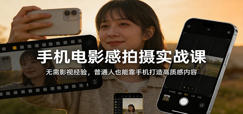 图片[1]江海课源资源网-全网优质资源免费下载-实用教程素材分享平手机电影感拍摄实战课：无需影视经验，普通人也能靠手机打造高质感内容江海课源资源网-全网优质资源免费下载-实用教程素材分享平课源网