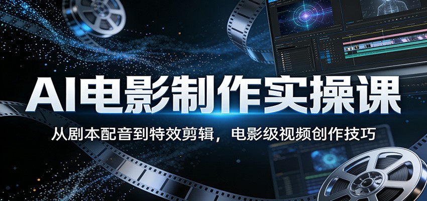 AI电影制作实操课:从剧本配音到特效剪辑,电影级视频创作技巧江海课源资源网-全网优质资源免费下载-实用教程素材分享平课源网