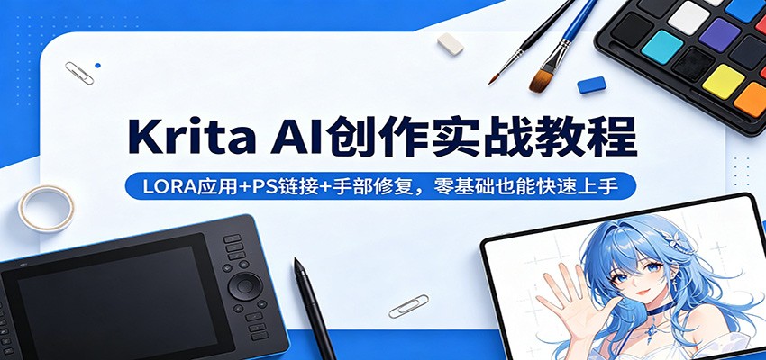 Krita AI创作实战教程:LORA应用+PS链接+手部修复,零基础也能快速上手江海课源资源网-全网优质资源免费下载-实用教程素材分享平课源网
