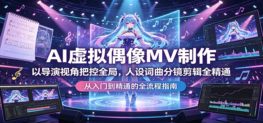 AI虚拟偶像MV制作:以导演视角把控全局,人设词曲分镜剪辑全精通江海课源资源网-全网优质资源免费下载-实用教程素材分享平课源网