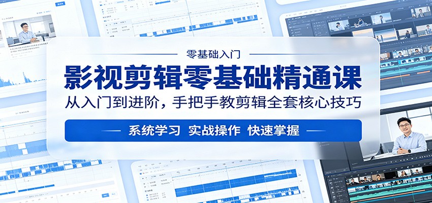 影视剪辑零基础精通课：从入门到进阶，手把手教剪辑全套核心技巧江海课源资源网-全网优质资源免费下载-实用教程素材分享平课源网