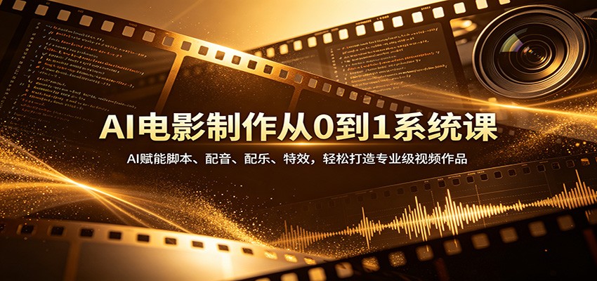 AI电影制作从0到1系统课：AI赋能脚本、配音、配乐、特效，轻松打造专业级视频作品江海课源资源网-全网优质资源免费下载-实用教程素材分享平课源网