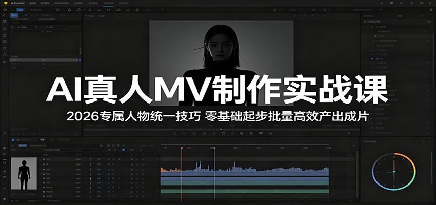 AI真人MV制作实战课：2026专属人物统一技巧，零基础起步批量高效产出成片江海课源资源网-全网优质资源免费下载-实用教程素材分享平课源网